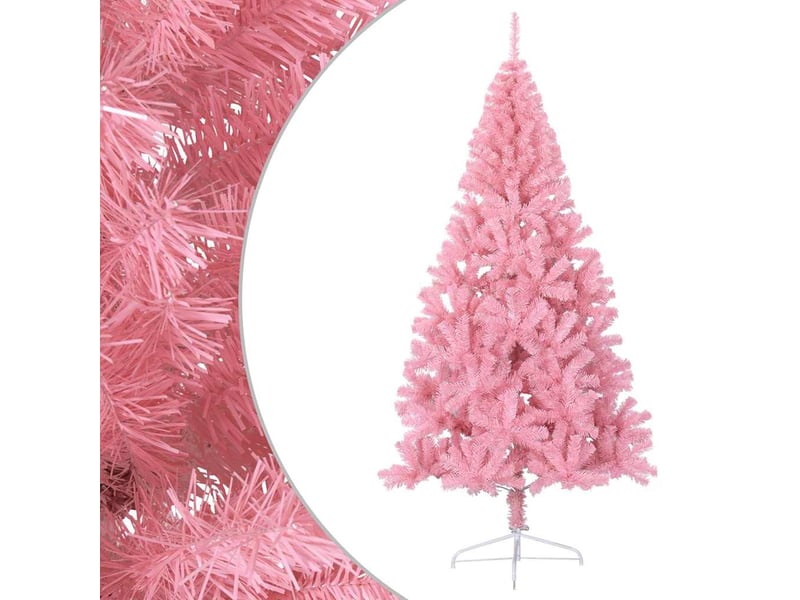  Demi sapin de noël - arbre de noël artificiel avec support rose 240 cm pvc  - Conforama D