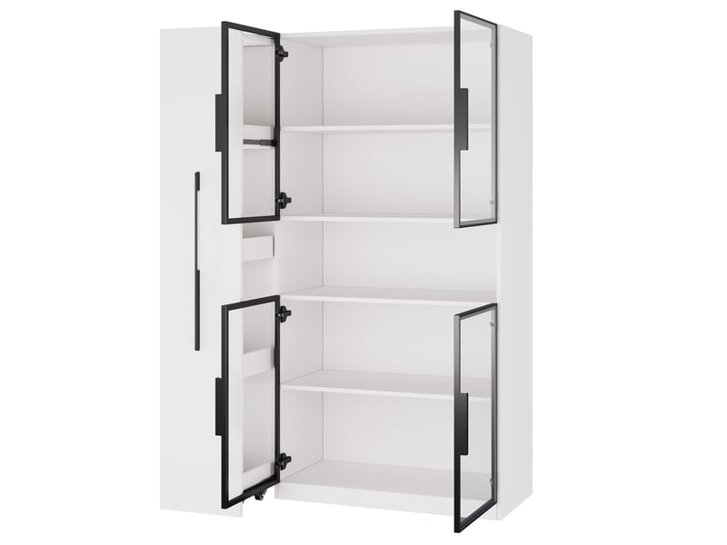 Vitrine en verre led blanche 110x35x160cm armoire vitrée avec tiroirs coulissants meuble mdf salon - Conforama R