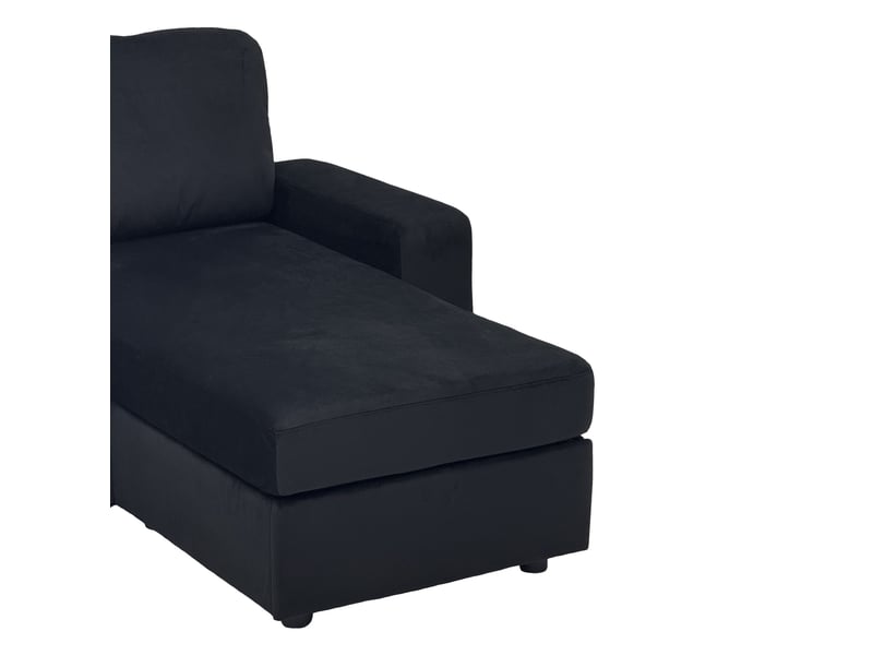 Canapé d’angle fixe 3 places noir avec 4 rangements, méridienne réversible 245,5 cm, idéal pour le salon - Conforama D