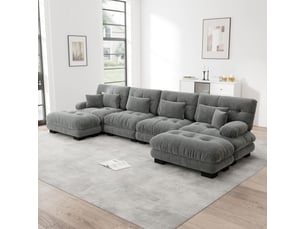 Canapé d'angle modulaire 406x145x81 cm 4 places u gris sans matelas