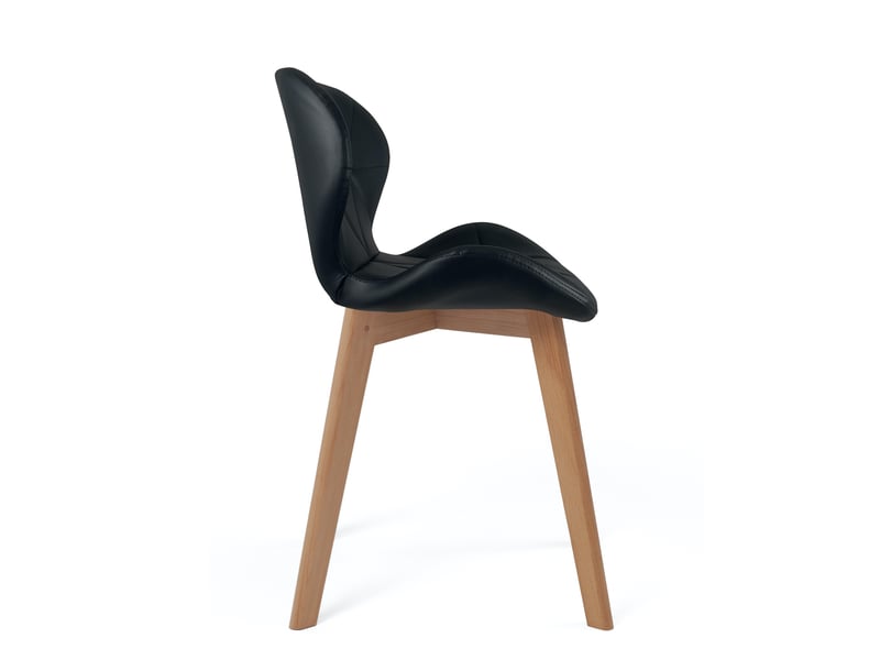  Lot de 4 chaises scandinaves fati en simili cuir matelassé noir avec pieds en bois 675-FATI - Conforama E