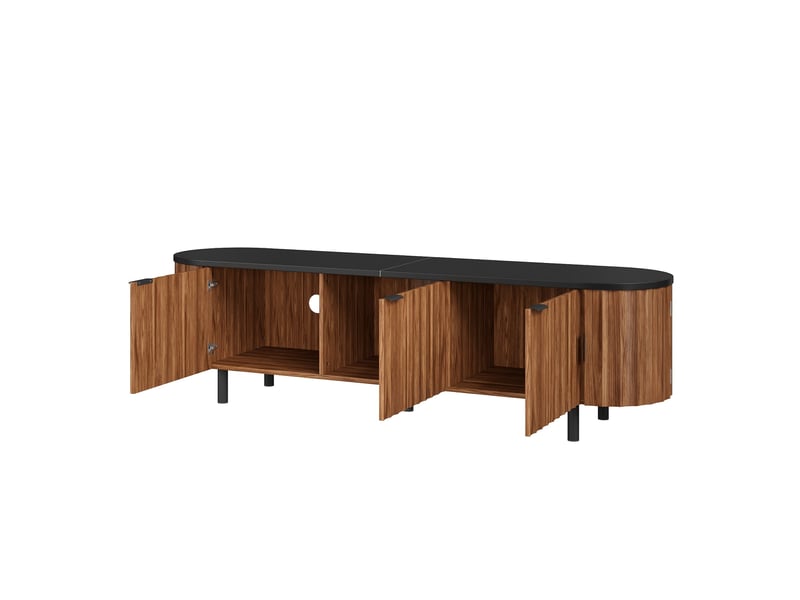 Meuble tv 5 portes 170x40x47 cm en mdf coloris noyer - Conforama E