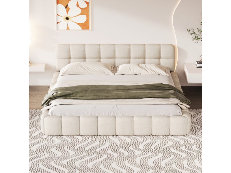  Lit 2 places 140x190 cm coloris beige  - Conforama D