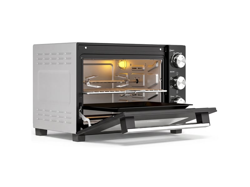 Mini-four avec broche rotative 36l 1500 w, four à convection multifonction, chaleur tournante, minuterie 60 min, argenté - Conforama A
