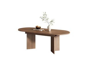 Table à manger extensible 140180x90 cm, table de salle à manger en effet noyer pour 6 à 8 personnes, plateau épais et coins arrondis - noyer