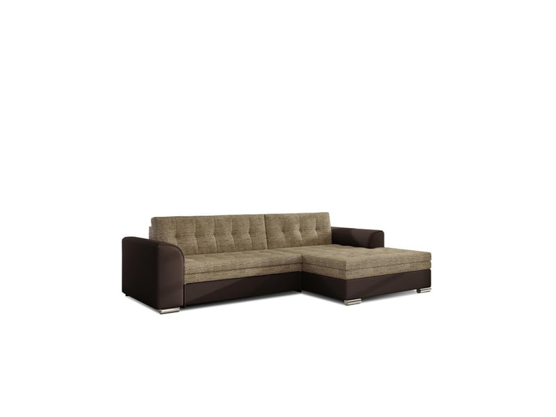  Canapé d'angle convertible conforto 4 places beige et chocolat – angle droit  - Conforama A