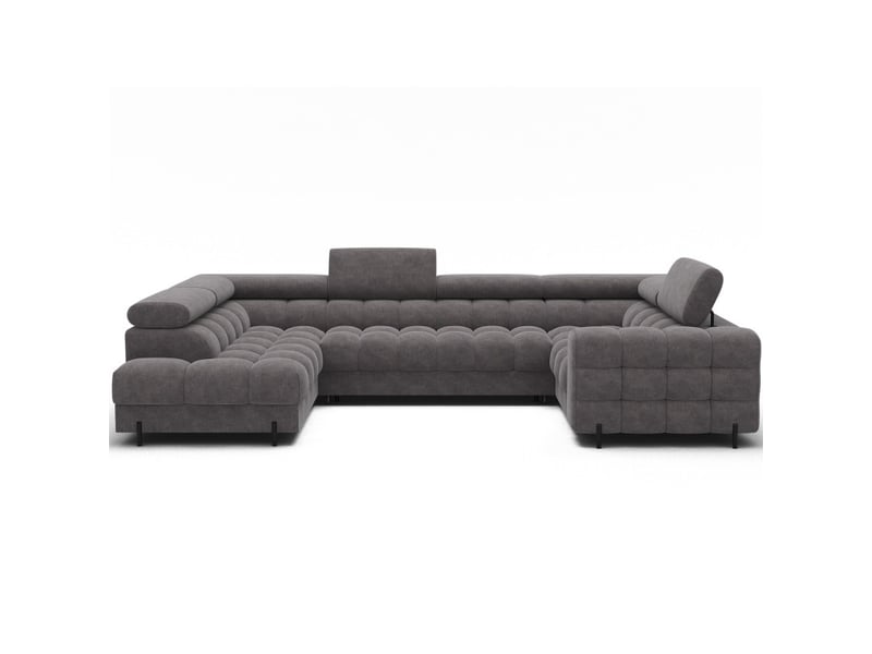  Canapé panoramique convertible factory 3 places gris foncé – angle gauche avec coffre – version 2  - Conforama A