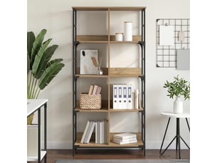Étagère 4 niveaux, étagère de rangement 78,5 x 33 x 153 cm métal pb chêne artisanal