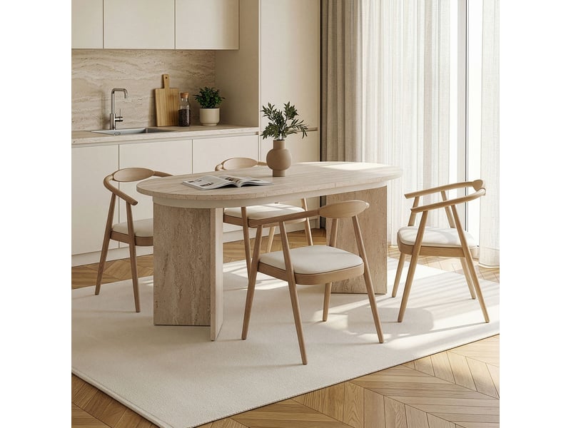Table à manger extensible ovale beige 160-200 cm - Conforama B