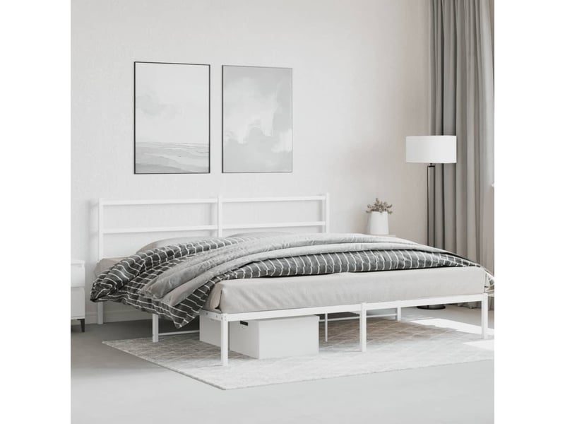 Lit double- lit adulte - cadre de lit métal sans matelas et tête de lit blanc 180x200 cm - Conforama C