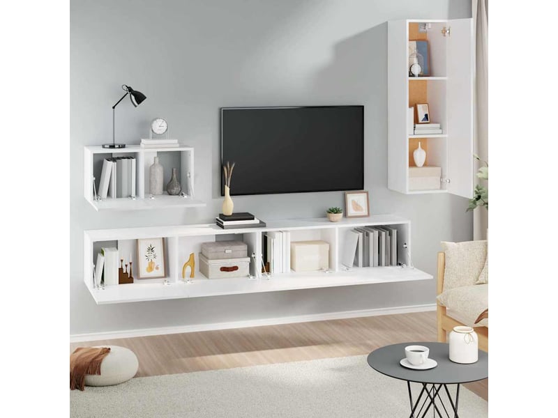  Ensemble de meubles tv 4 pcs blanc bois d'ingénierie shl48018  - Conforama C