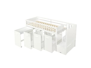 Lit mezzanine 90x200 cm <strong>NAHILIMI</strong>  <strong></strong> coloris blanc