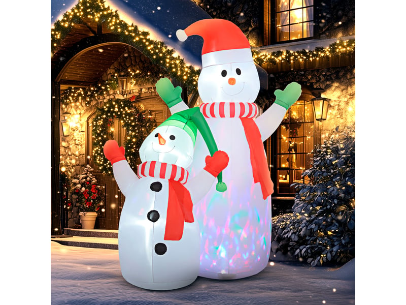  Bonhomme de neige gonflable de noël, 240 cm, décoration gonflables de noël avec lumières led, blanc  - Conforama D