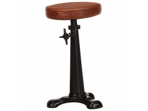 Lot de 2 tabouret de bar, chaise de bar marron cuir véritable et fonte