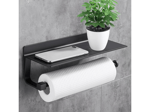 Porte-papier toilette, porte-serviettes en papier, accessoires de cuisine, aluminium mat, porte-papier de cuisine sans perforation, noir