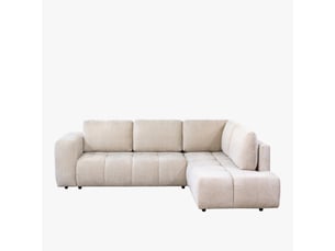 Canapé d'angle convertible en tissu beige - angle droit