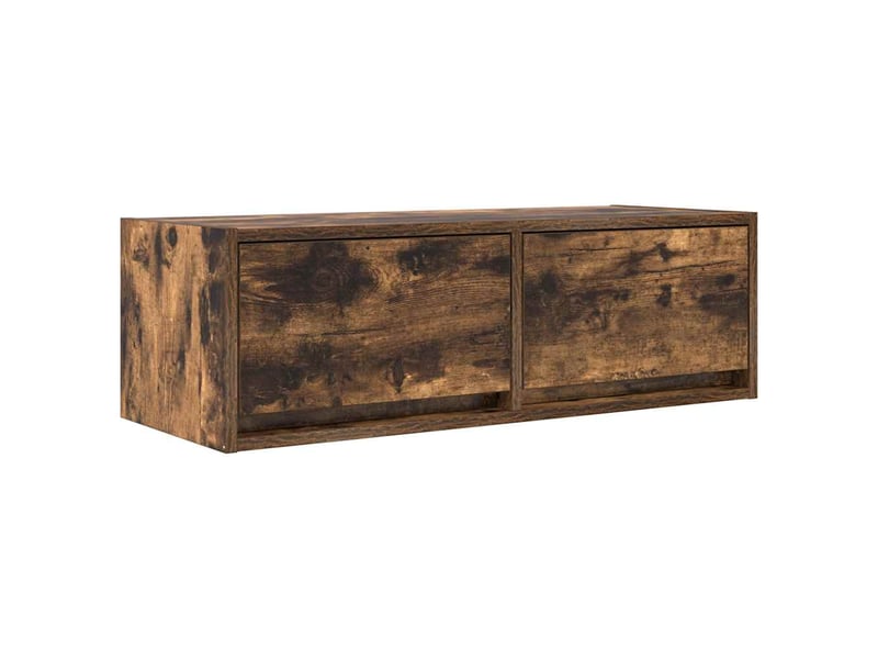  Lot de 2 meuble tv bas salon chêne fumé 80x31x25,5 cm bois d'ingénierie shl57742  - Conforama E