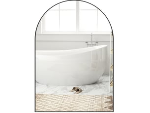 Miroir mural de salle de bain arche 50 x 70 cm – noir – cadre aluminium résistant à l'humidité