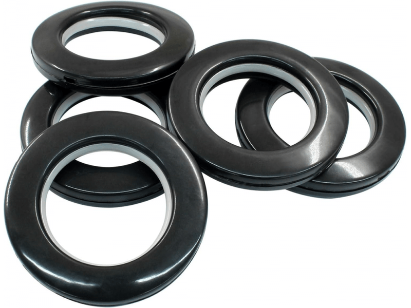  Crochets muraux lot de 8 œillets de rideau de 40 mm de diamètre intérieur, noirs, à clipser  - Conforama E