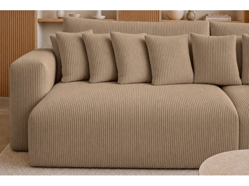 Suzie - canapé droit convertible petit velours côtelé 4 places café - Conforama E
