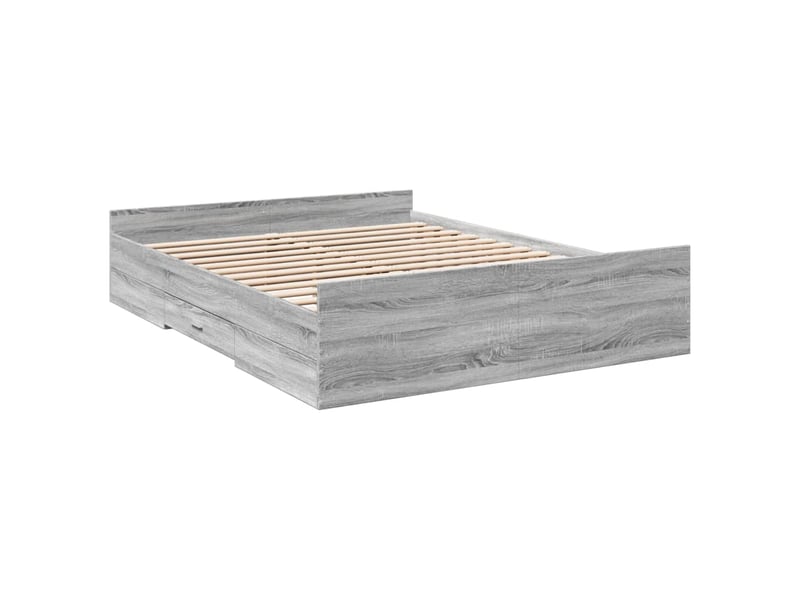  Lit double- lit adulte -  cadre de lit avec tiroirs sans matelas sonoma gris 140x200 cm  - Conforama B