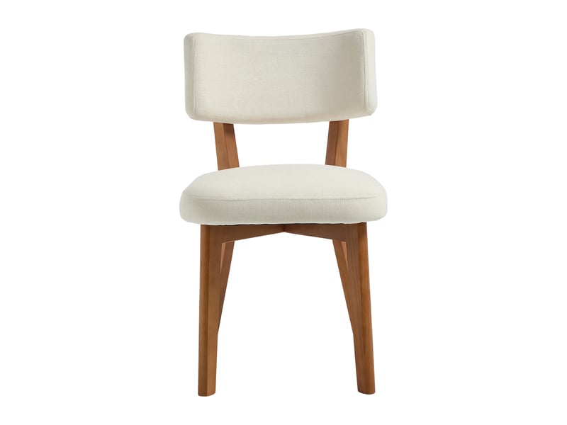  Lot de 2 chaises de salle à manger style mid-century moderne beige en tissu avec pieds en bois  - Conforama A