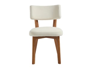 Lot de 2 chaises de salle à manger style mid-century moderne beige en tissu avec pieds en bois