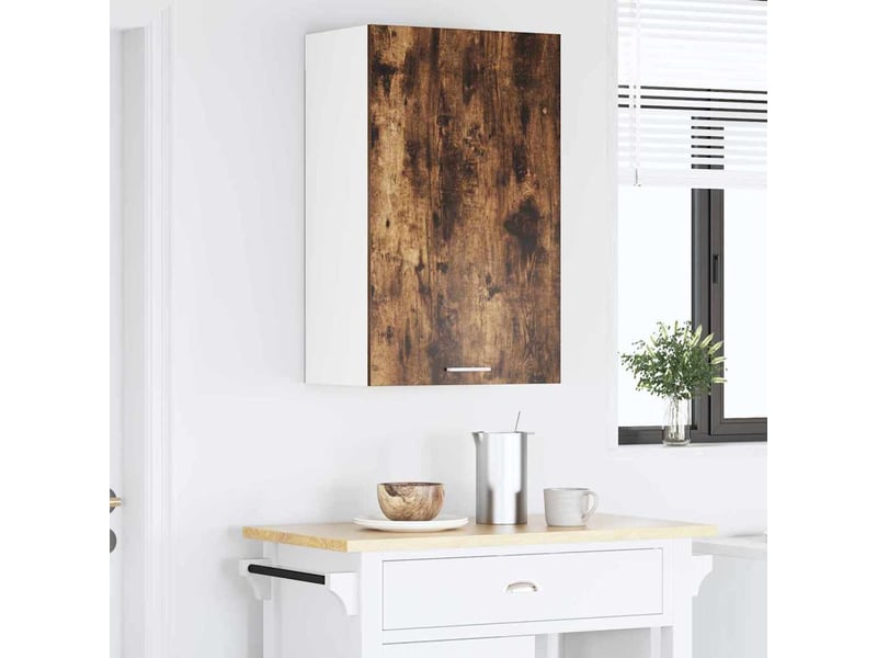 Meuble de rangement cuisine, armoire suspendue chêne fumé et blanc 50x31x80cm - Conforama D