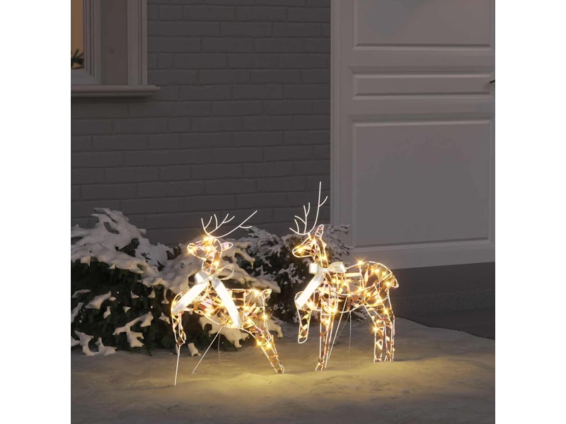 Lot de 2 rennes led, éclairage de noël, décoration de noël 40 led blanc chaud 44 x 18 x 65,5 cm pet cf62074 - Conforama B