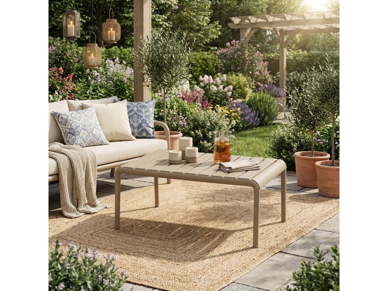  Table basse de salon et jardin en polypropylène arnad - gris tourterelle  - Conforama B