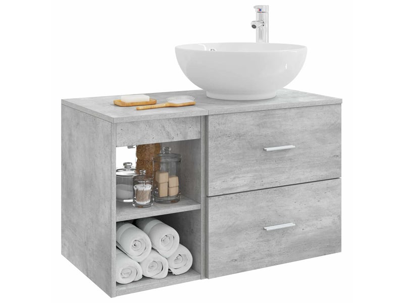 Ensemble de mobilier de salle de bain 2 pcs gris béton shl5815 - Conforama C