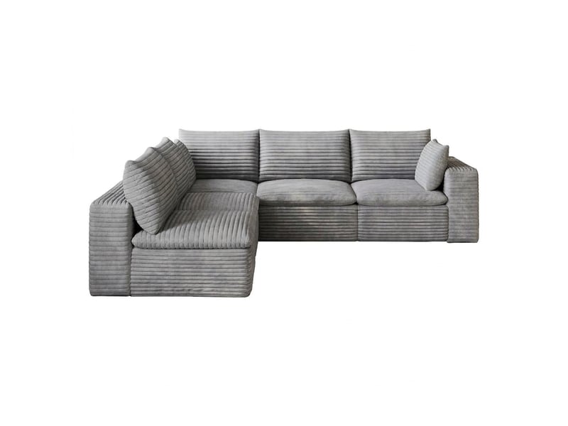  Canapé nuage en velours côtelé modulable 5 places gris foncé pour salon  - Conforama A