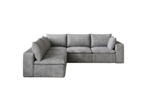 Canapé nuage en velours côtelé modulable 5 places gris foncé pour salon