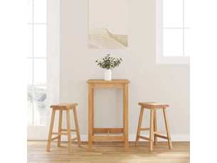 Lot de 2 tabouret de bar, chaise de bar en bois massif naturel et caoutchouc shl653