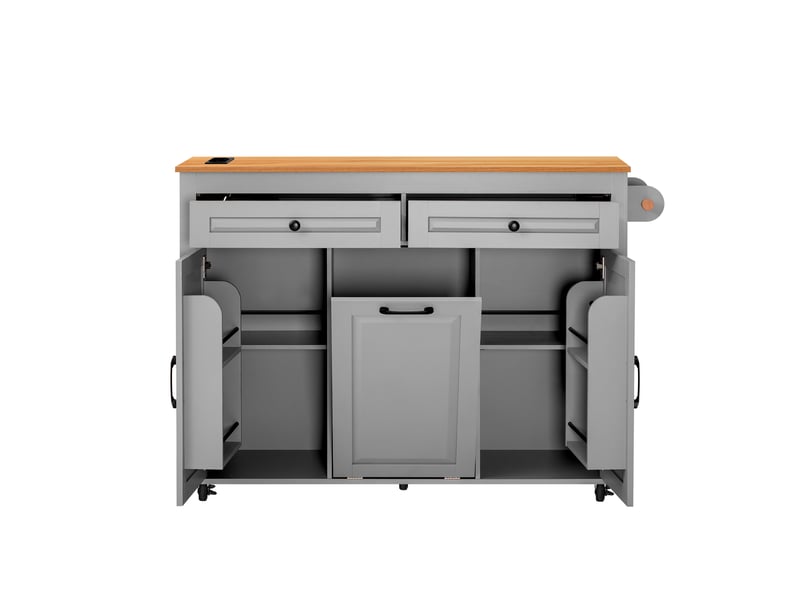  Îlot de cuisine,120x40x92 cm,à roulettes avec plan extensible,mdf,gris  - Conforama E