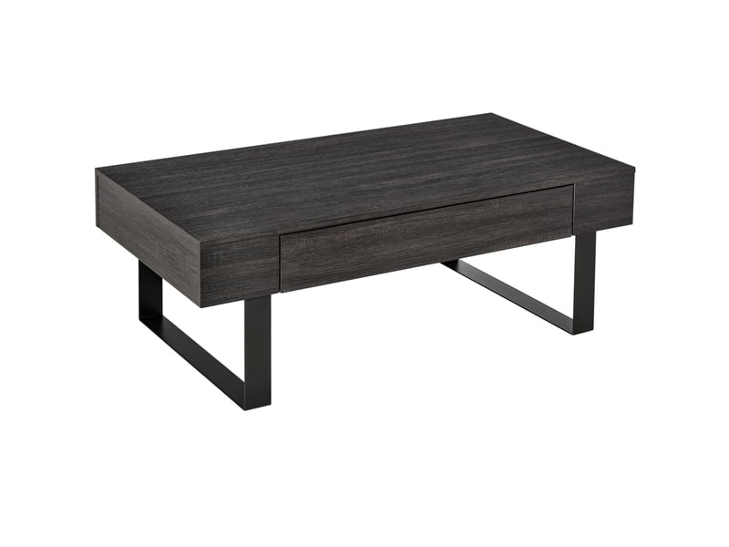 Table basse avec 1 tiroir et étagères ouvertes, structure en métal, pour salon et bureau, style minimaliste - Conforama A
