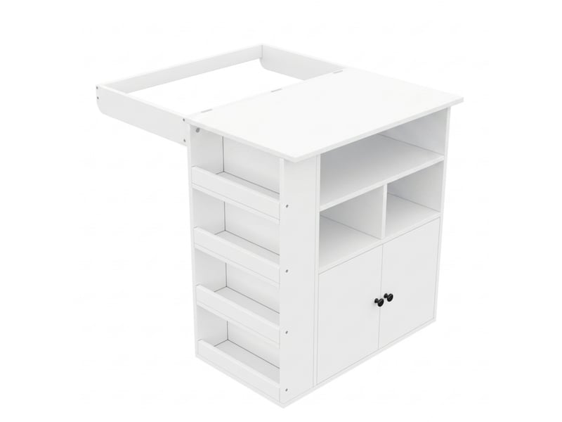  Table à langer bébé 2-en-1 avec rangement 82x50x100 cm en mdf blanc  - Conforama D