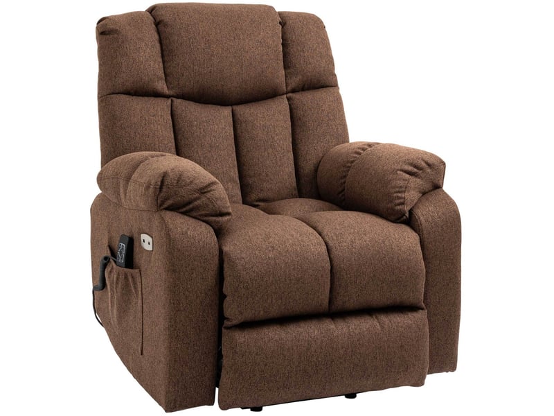  Fauteuil relax électrique releveur marron avec télécommande et ports usb, inclinaison 145°  - Conforama A