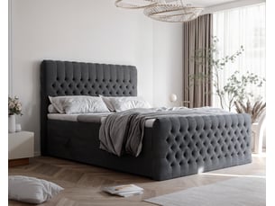 Lit coffre 200x200 cm <strong>IDOHOME</strong>  <strong>ALBA PLUS</strong> coloris gris