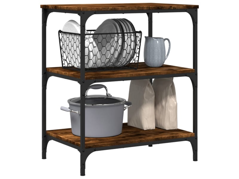  Chariot de cuisine, chariot de rangement chêne fumé 60x41x76 cm bois d'ingénierie  - Conforama E