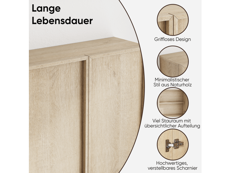  Armoire de salle de bain murale 2 portes sans poignées, rangement fermé, décor chêne pour salle de bain 60 × 21,6 × 58 cm  - Conforama D