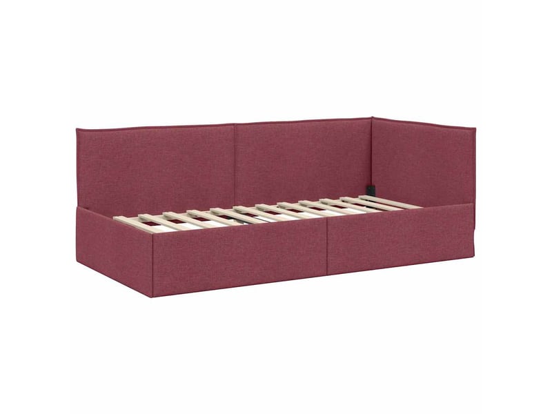  Lit simple- lit adulte -  cadre de lit d'angle bordeaux 100 x 200 cm tissu  - Conforama C