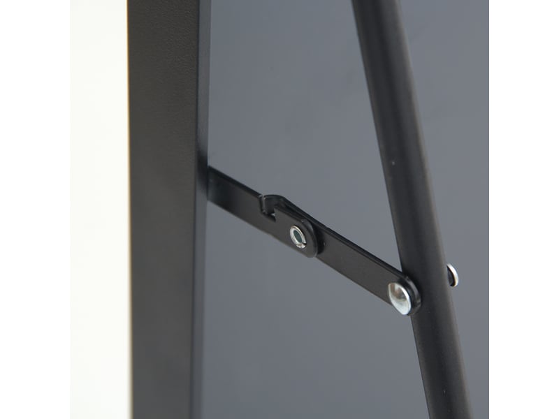 Miroir sur pied pleine longueur 165×60 cm, cadre aluminium noir brossé, arqué, chevalet amovible, fixable au mur - Conforama E