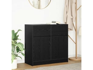 Buffet - bahut - meuble de rangement avec tiroir chêne noir 80x34x76 cm bois d'ingénierie