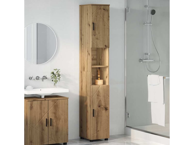  Cabinet de salle de bain, armoire salle de bain chêne artisanal 30 x 35 x 192 cm cf65281  - Conforama D