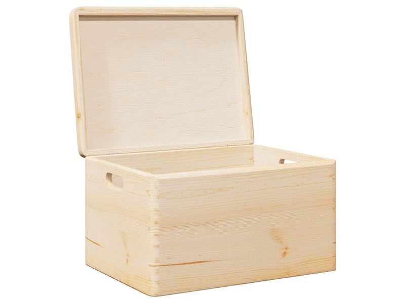  Boîte de rangement, coffre avec couvercle et poignées bois de pin massif shl81590  - Conforama E