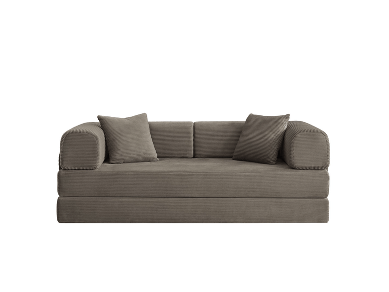 Canapé convertible 2 places avec fonction lit - confort en mousse, structure acier, corduroy taupe - Conforama A