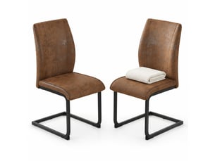 Chaises de salle à manger lot de 2 à dossier ergonomique - tissu technique, métal noir - marron