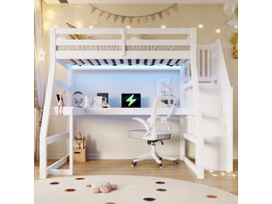 Lit mezzanine 90x200 cm coloris blanc