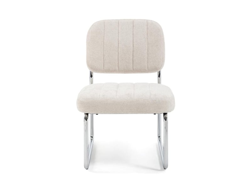  Fauteuil beige rembourré pieds chromés et tissu chenille - paola PAOLA - Conforama A